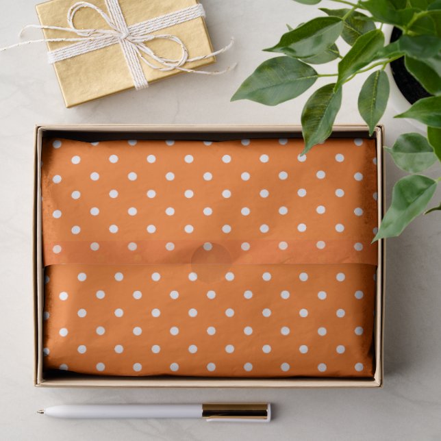 Papel De Seda Naranja con lunares blancos (Regalo )