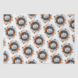 Papel De Seda Naranja de calabaza de Halloween Blanco negro