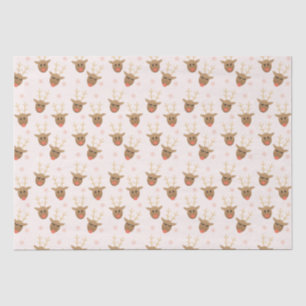 Papel De Seda Naranja de copos de nieve del patrón de reno lindo