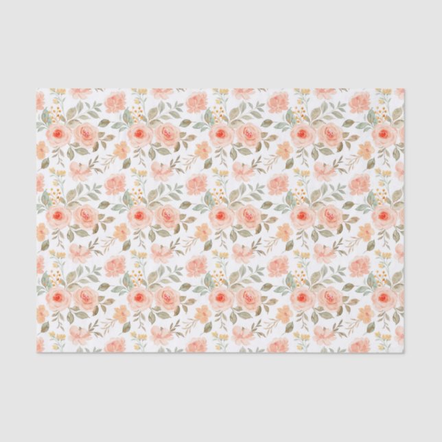 Papel De Seda Naranja de descomposición Flores Florales de Peach (Anverso)