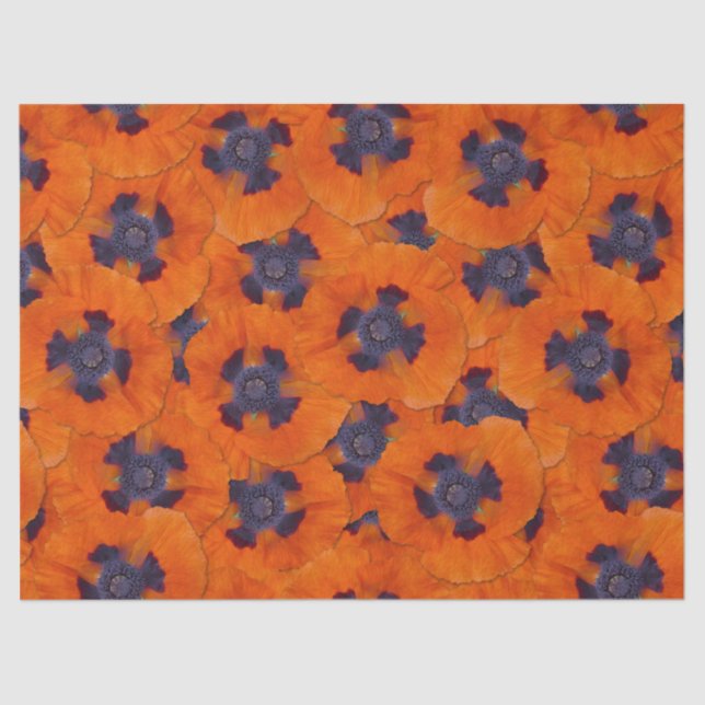 Papel De Seda Naranja de escarlata Poppy patrón sin soldadura (Anverso)