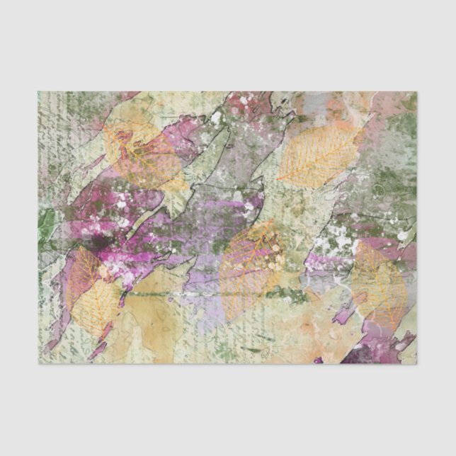 Papel De Seda Naranja de oro hojas de hojas de otoño en descompo (Anverso)