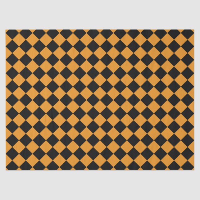 Papel De Seda Naranja de patrón controlado y desenlace negro (Anverso)