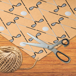 Papel De Seda Naranja de patrón de clubes cruzados de golf