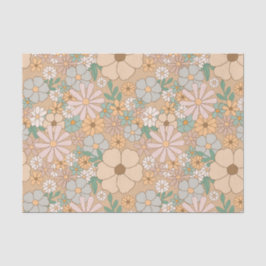 Papel De Seda Naranja De Peach Floral Gris Rosa