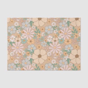 Papel De Seda Naranja De Peach Floral Gris Rosa