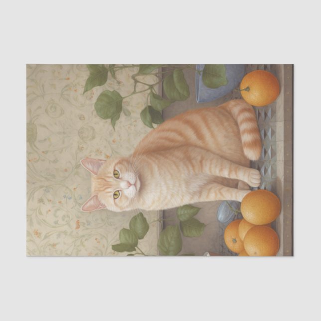 Papel De Seda Naranja decorativo Tabby Cat (Anverso)