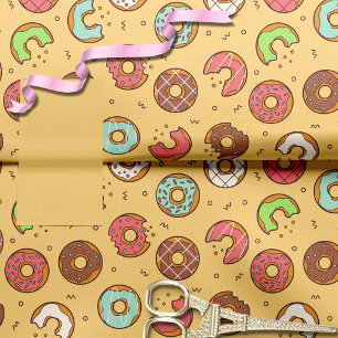 Papel De Seda Naranja del patrón de donut retro