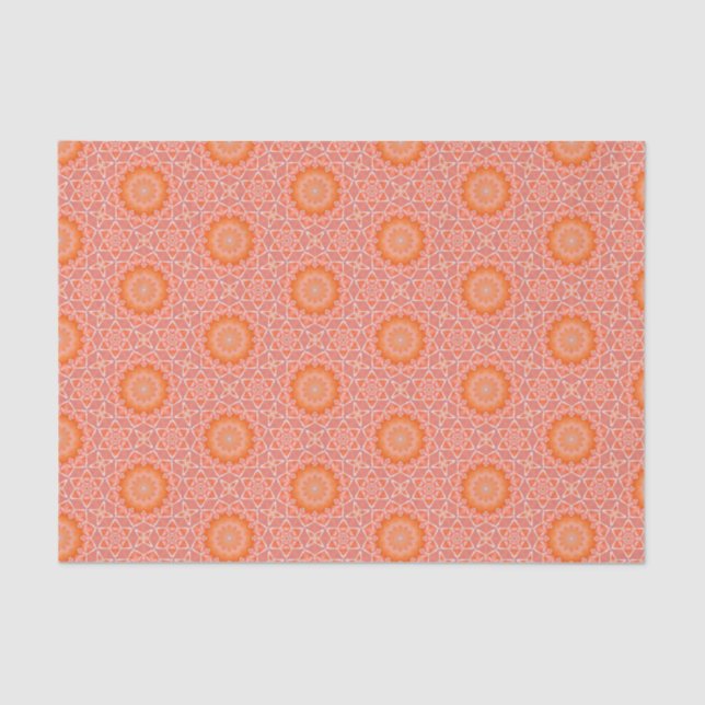 Papel De Seda Naranja elegante y patrón geométrico moderno rosad (Anverso)