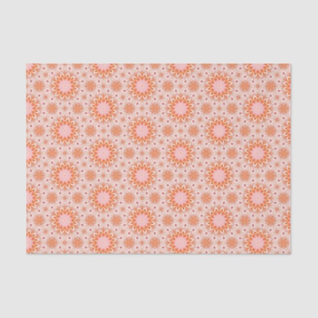 Papel De Seda Naranja elegante y patrón geométrico moderno rosad (Anverso)