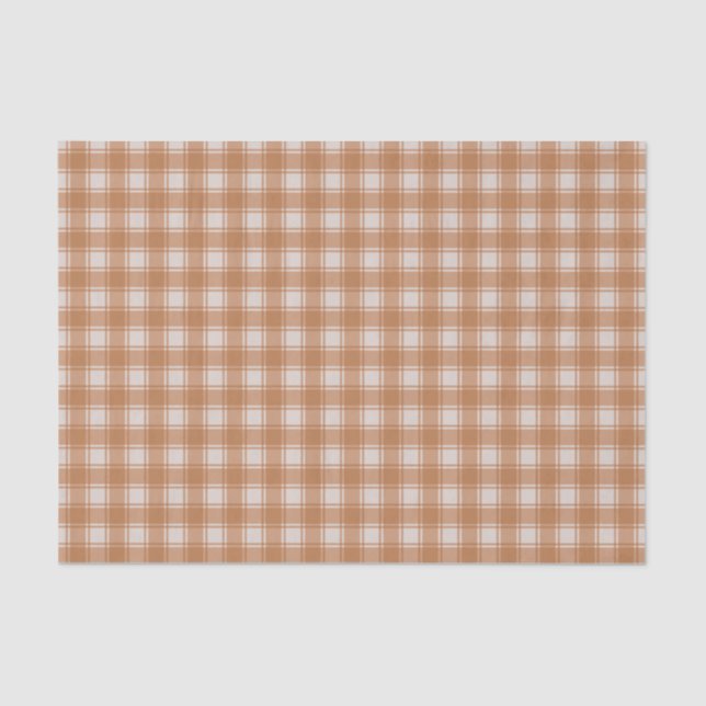 Papel De Seda Naranja en Cream Gingham Plaid Buffalo Checker (Anverso)