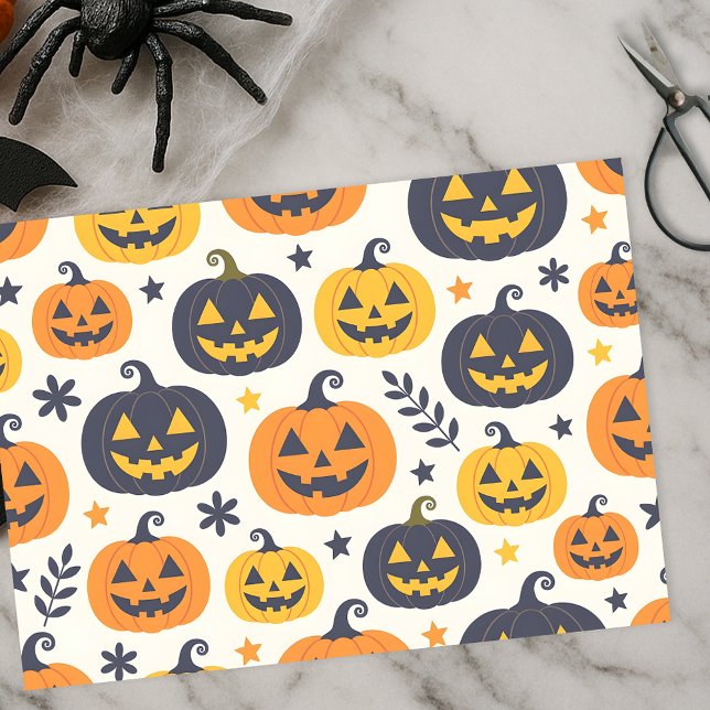 Papel De Seda Naranja espeluznante y linternas azul Jack-o' con  (Subido por el creador)
