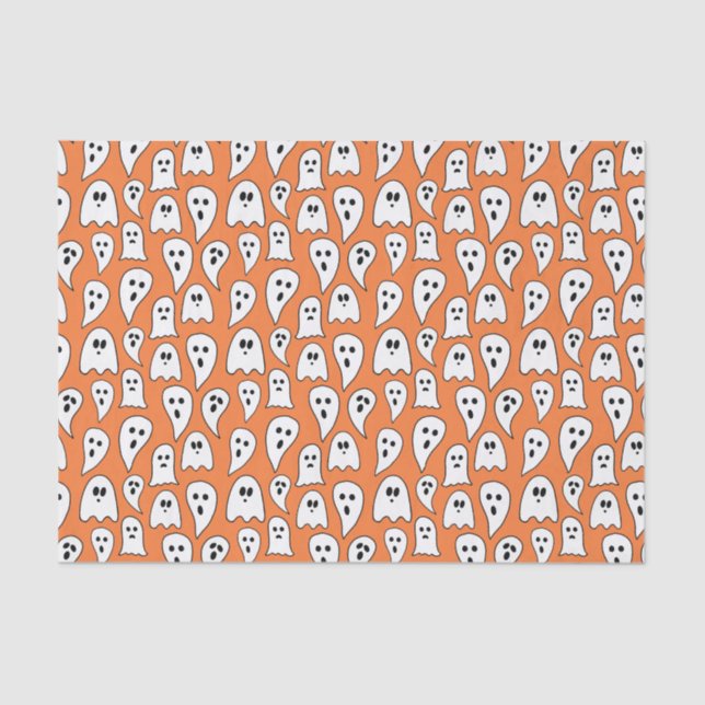 Papel De Seda Naranja fantasma de Halloween (Anverso)