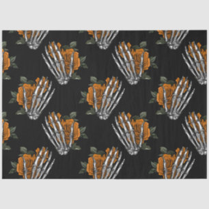 Papel De Seda Naranja Floral Skull Series Design 13