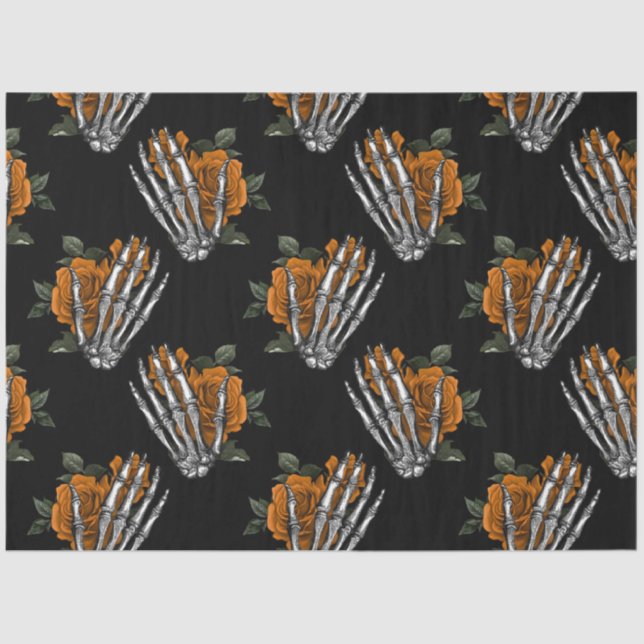 Papel De Seda Naranja Floral Skull Series Design 13 (Anverso)