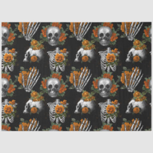 Papel De Seda Naranja Floral Skull Series Design 7