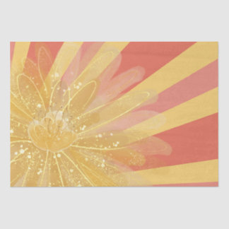 Papel De Seda Naranja Floral Sunburst Rosa Abstracto Sol