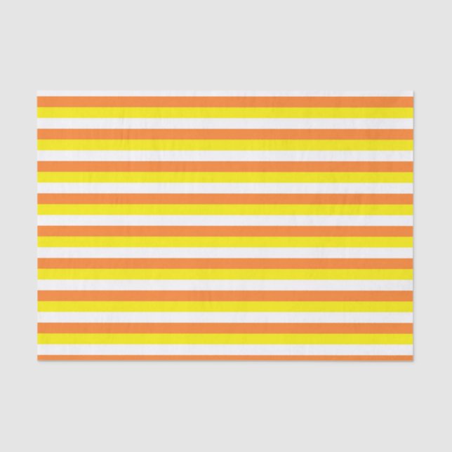 Papel De Seda Naranja, franjas amarillas y blancas (Anverso)
