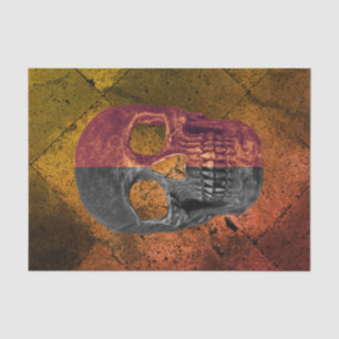 Papel De Seda Naranja Gótico Negro Mitad Cráneo Textura Vintage