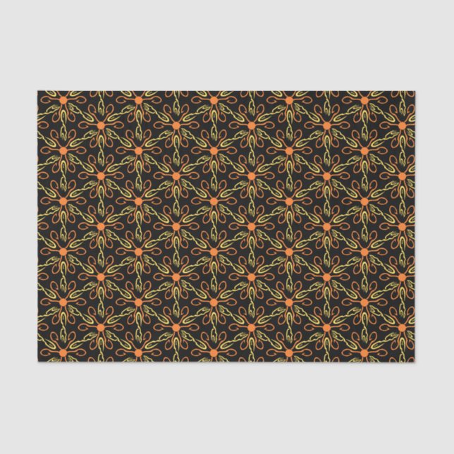 Papel De Seda Naranja Hook Yellow Hook Yellow Flower Pattern (Anverso)