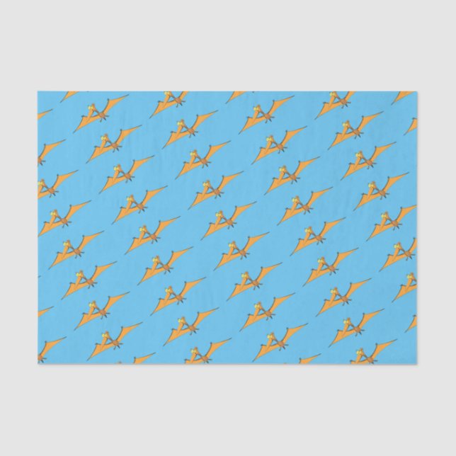 Papel De Seda Naranja lindo y gracioso personalizado pterodáctil (Anverso)