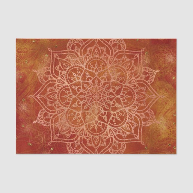 Papel De Seda Naranja Mandala & Gold Glam Moda moderna (Anverso)