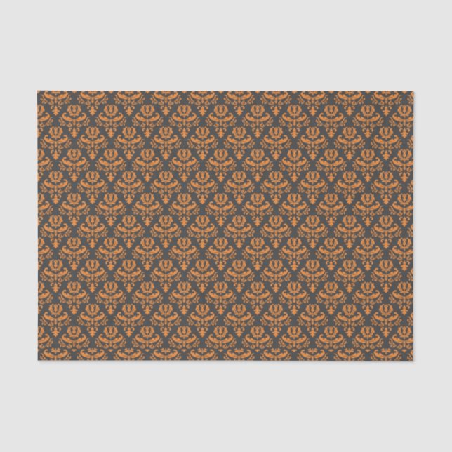 Papel De Seda Naranja negro Damask de Halloween (Anverso)