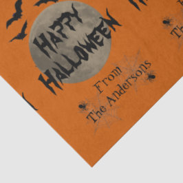 Papel De Seda Naranja negro Spooky Bats Pattern Halloween