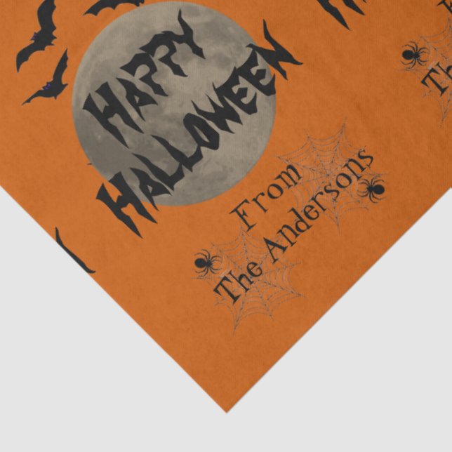 Papel De Seda Naranja negro Spooky Bats Pattern Halloween (Detalle)