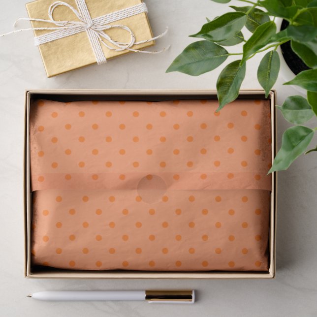 Papel De Seda Naranja Pálido Con Lunares Naranjas (Regalo )