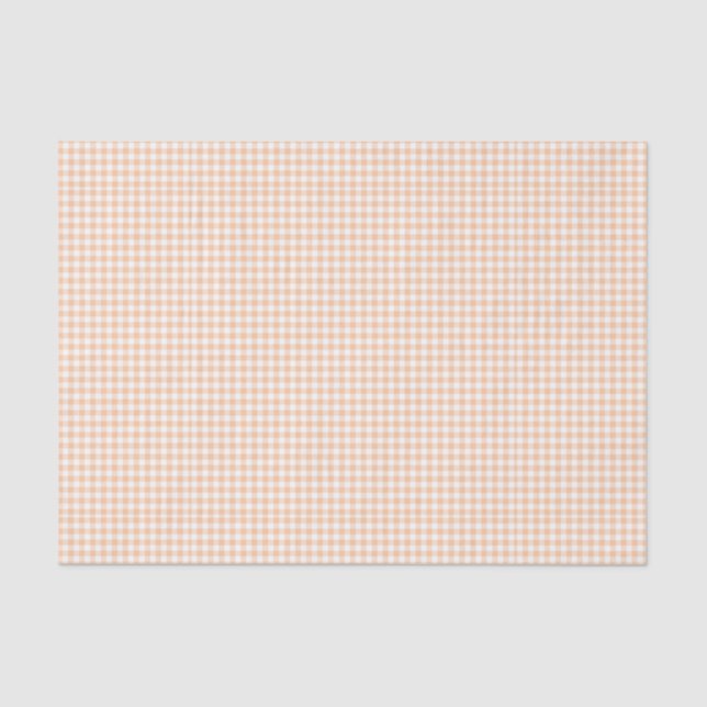Papel De Seda Naranja Pastel Patrón Gingham Pequeña Comprobación (Anverso)