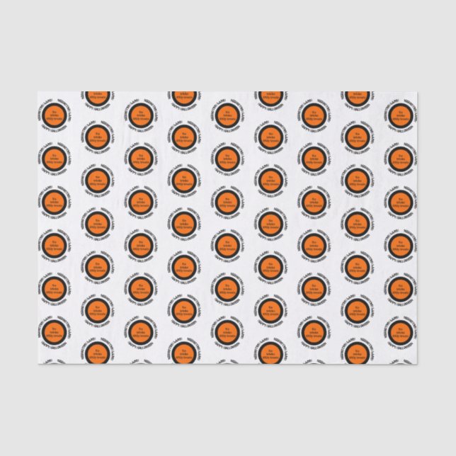 Papel De Seda Naranja Patrón negro moderno Feliz Halloween (Anverso)