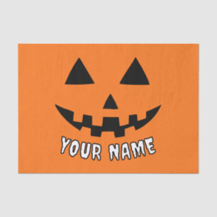 Papel De Seda Naranja personalizado Calabaza Halloween su nombre