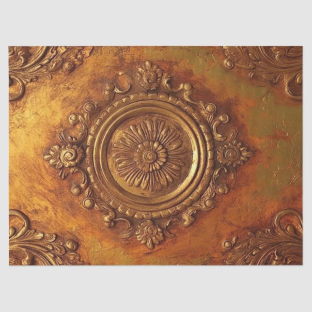 Papel De Seda Naranja quemado en adorno de honor victoriano auda (Anverso)