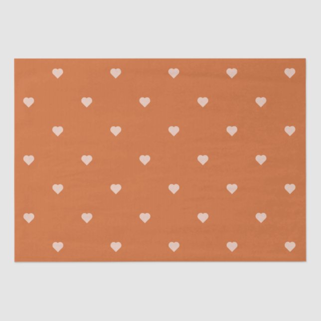 Papel De Seda Naranja quemado Mini corazón fondo (Anverso)