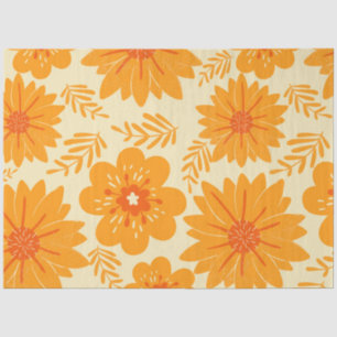 Papel De Seda Naranja retro vintage Caída del patrón de flor bot
