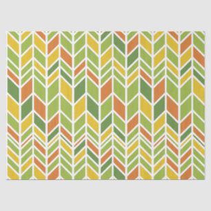Papel De Seda Naranja Retro Zig-Zag y Chevron Verde