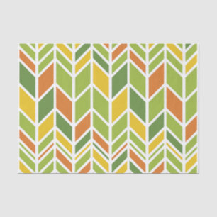 Papel De Seda Naranja Retro Zig-Zag y Chevron Verde