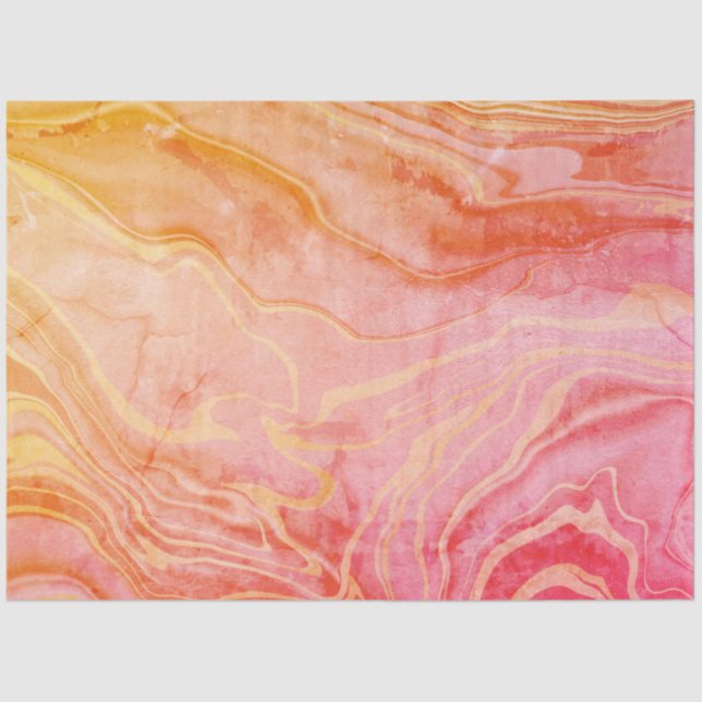 Papel De Seda Naranja rojo Abstract Marble (Anverso)