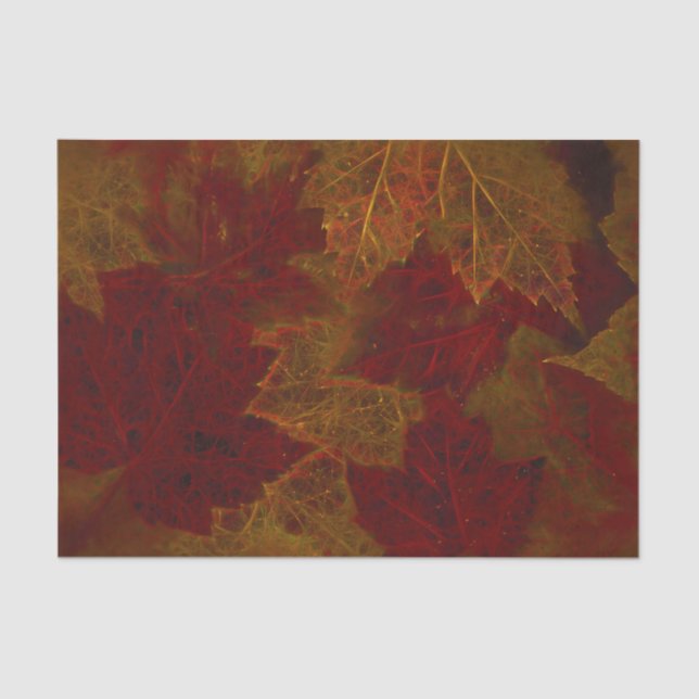 Papel De Seda Naranja Rojo Otoño Neon Dark Maple Leaves (Anverso)