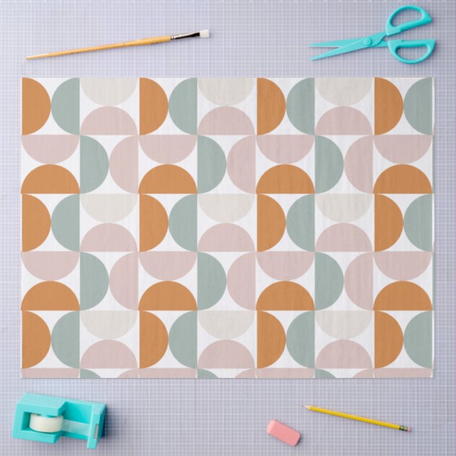 Papel De Seda Naranja Rosa Verde Decoupage Geométrico Moderno (Artesanía)