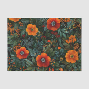 Papel De Seda Naranja Rústico Verde Floral Boho Vintage Audaz