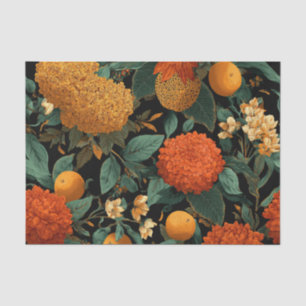 Papel De Seda Naranja Rústico Verde Floral Boho Vintage Audaz