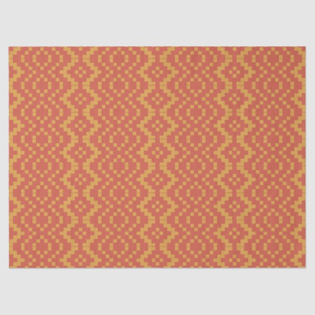 Papel De Seda Naranja Scarlet Tejido de cesta egipcia tribal (Anverso)