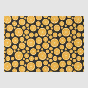Papel De Seda Naranja Slice Citrus Fruit Black