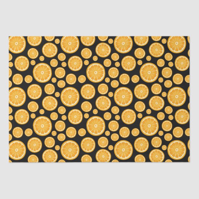 Papel De Seda Naranja Slice Citrus Fruit Black (Anverso)