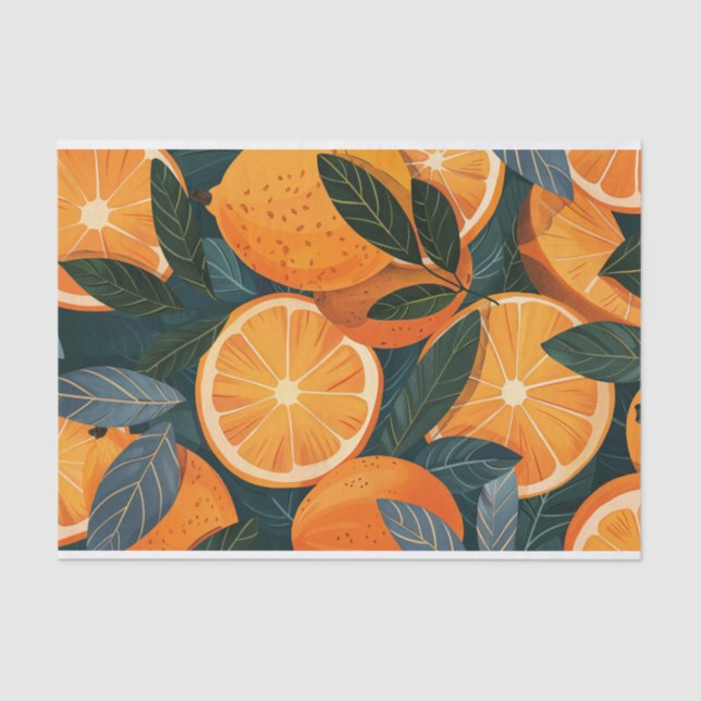 Papel De Seda Naranja Slices Citrus Fruit Ilustracion Decoupage (Anverso)