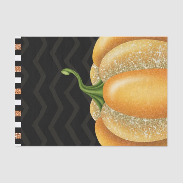 Papel De Seda Naranja Sparkle Pumpkin Halloween Fiesta de cumple (Anverso)