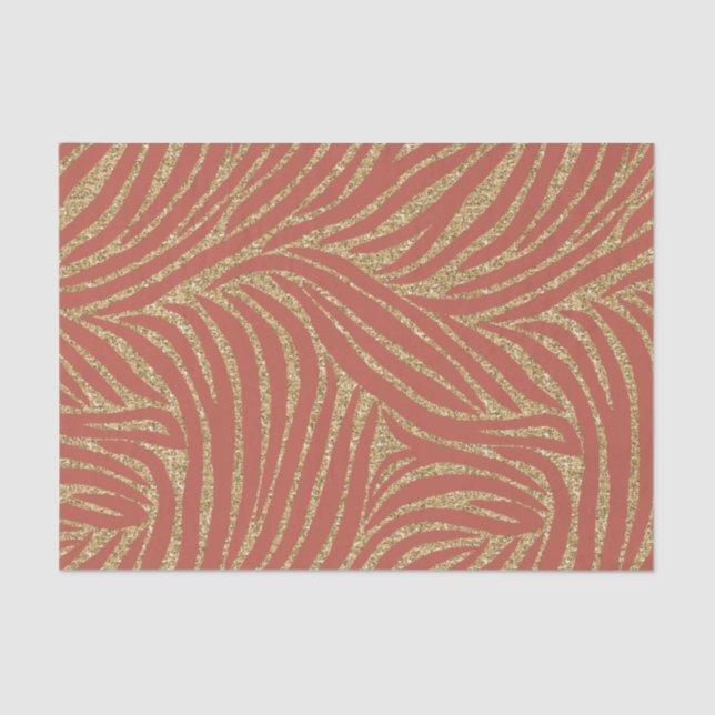 Papel De Seda Naranja Spice Gold Purpurina Zebra Cumpleaños (Anverso)