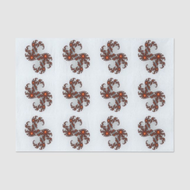 Papel De Seda Naranja Sunburst Fractal (Anverso)